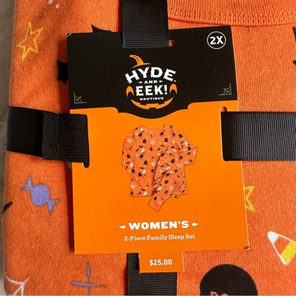 Target Hyde & Eek! | 2-Piece Family Sleep Set Orange Spooky Print | Size 2X